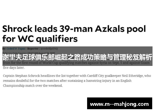 谢里夫足球俱乐部崛起之路成功策略与管理秘笈解析